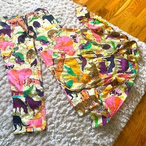 Jcrew two piece animal print top ad bottom